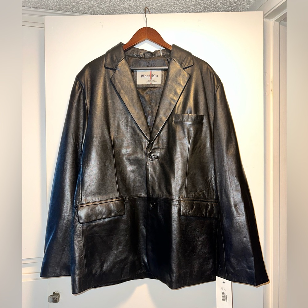 Vintage Whetblu Black Leather Jacket XL